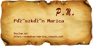 Pászkán Marica névjegykártya